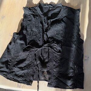 Zara LINEN BLEND CROP TOP (Size M)